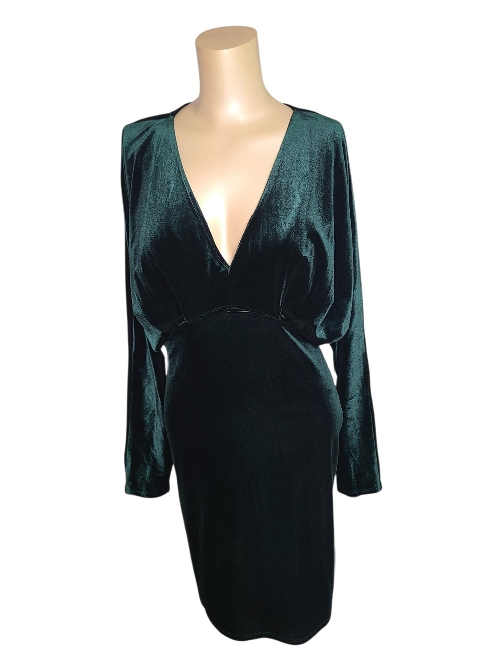 GB Dillard's Emerald Green Velvet Dolman Sleeve Dress M NWT